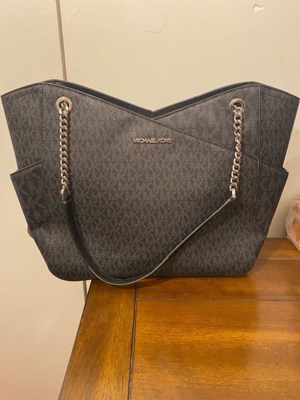 Michael Kors Black Logo Chain-Handle Tote